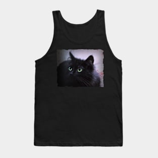 Black Cat Green Eyes Tank Top